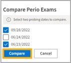 Compare Date window with dates checked and a yellow highlight box around Compare 